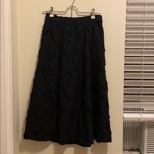 Navy Blue textured midi skirt